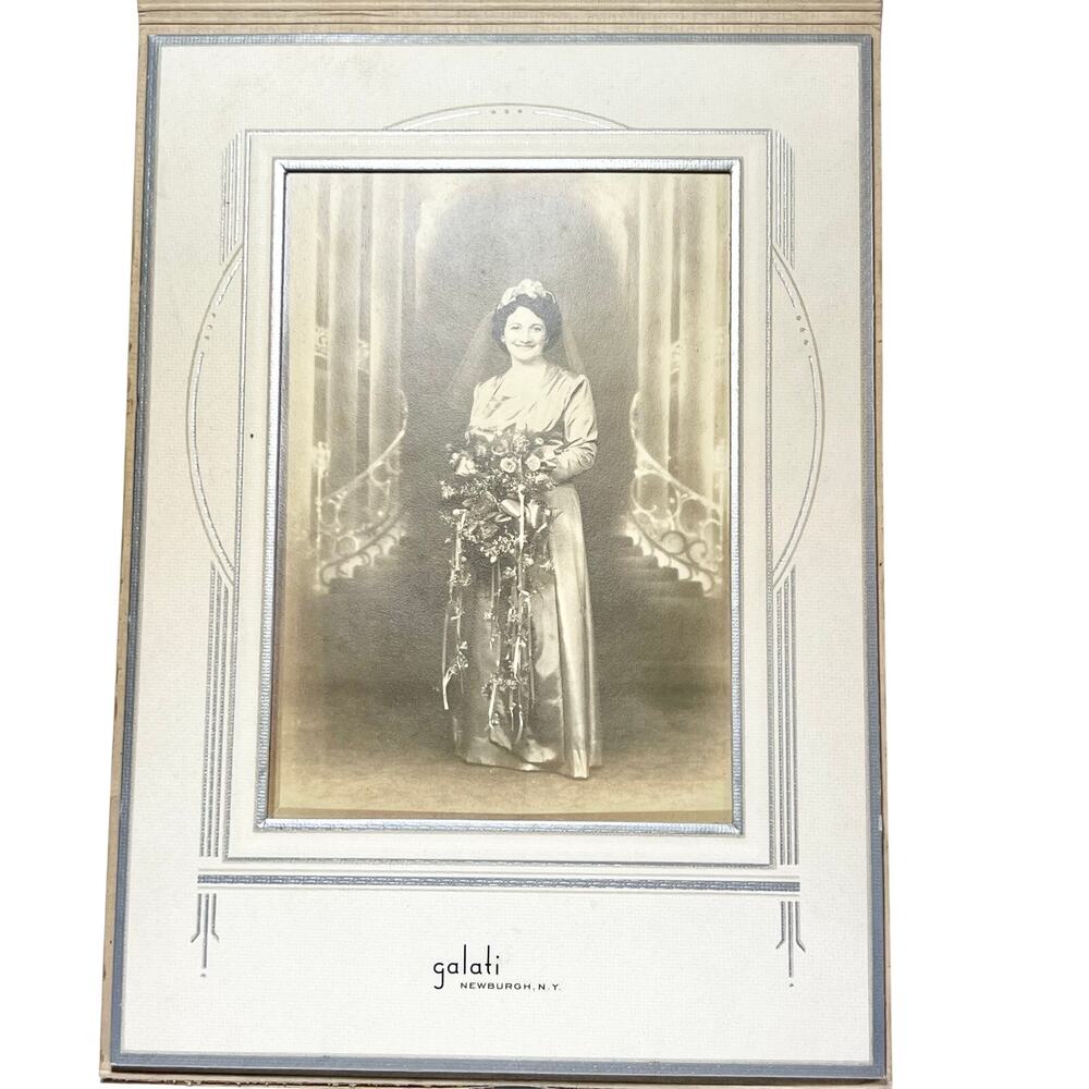 Antique Portrait Photograph Bride Framed 1930s Galati Studios Newburgh NY